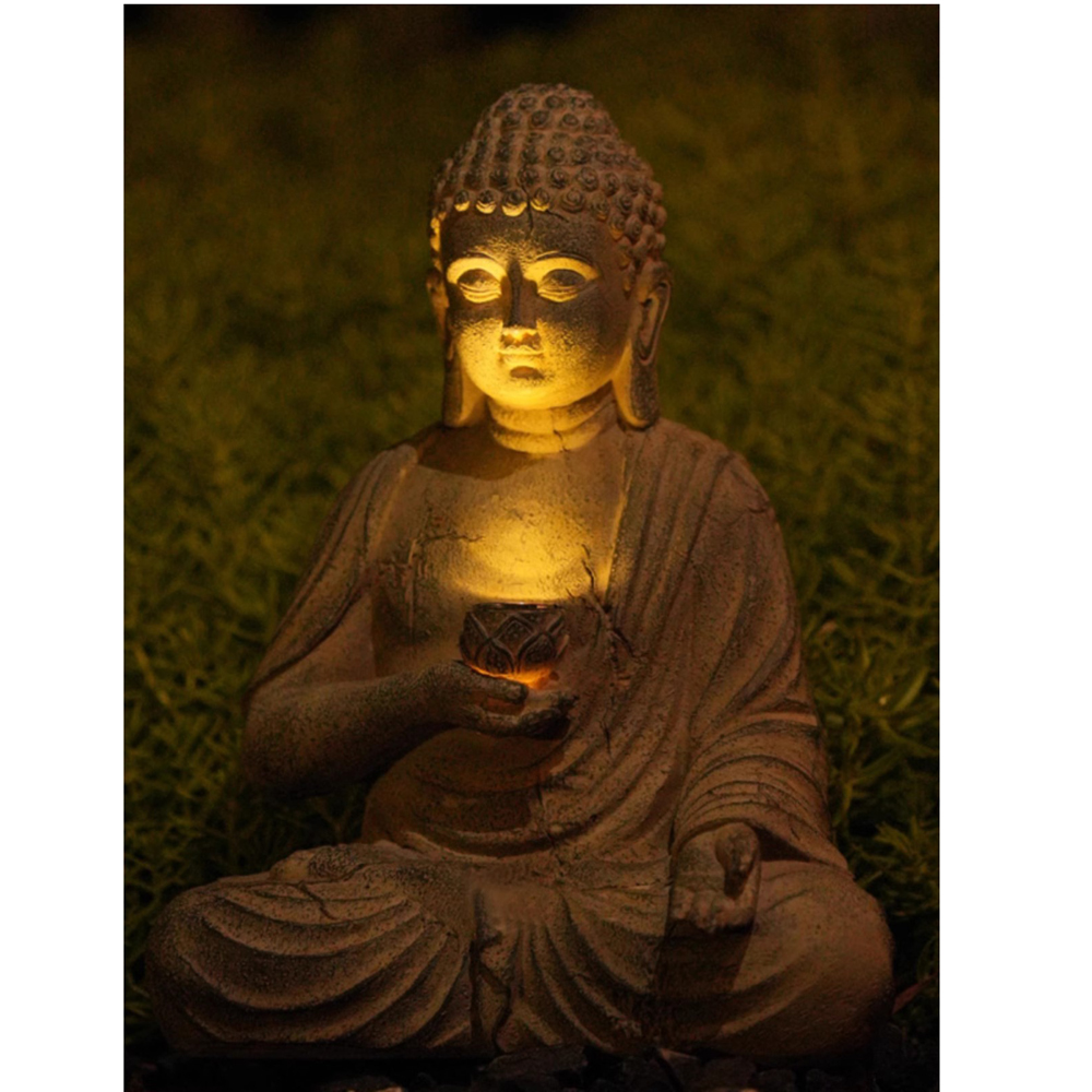 Estatua de Buda Solar de resin - Renewable Energy Solar reseña y precio